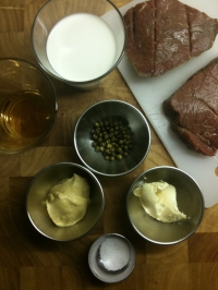Ingredients for Steak with Green Peppercorn Sauce