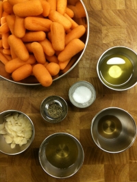 Ingredients for Honey and Almond Baby Carrots