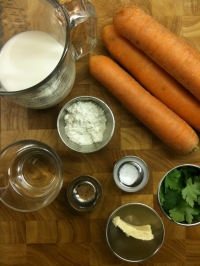 Ingredients for Carrots in Milk and Parsley Sauce