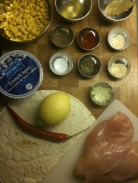 Ingredients for Chicken and Corn Wraps