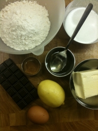 Ingredients for Chocolate and Cinnamon Star Cookies