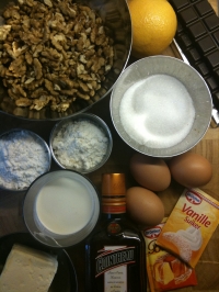 Ingredients for Chocolate Walnut Cake