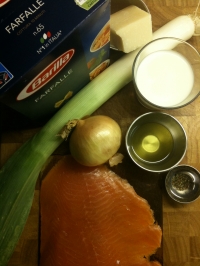 Ingredients for Farfalle with Leek and Smoked Salmon