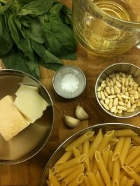 Ingredients for Penne Pasta with Basil Pesto